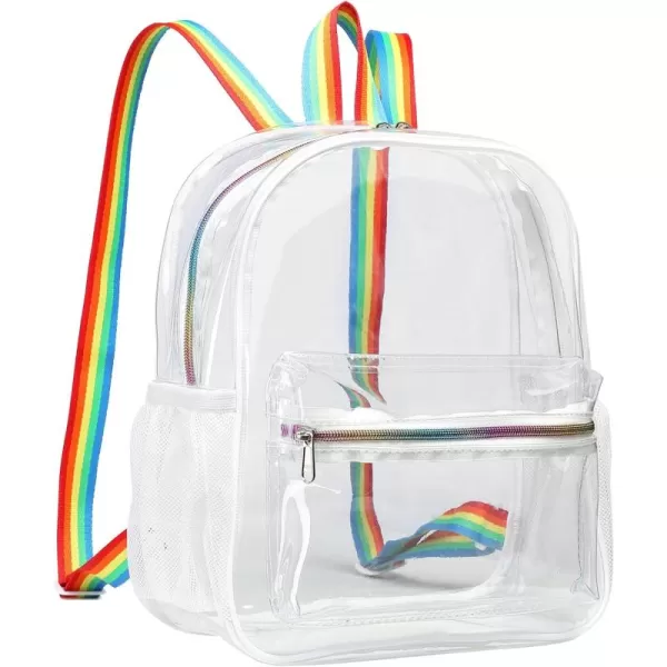 Fcolor Clear Backpack Stadium Approved Clear Mini Backpack with Adjustable Straps for Concert Sport Event Waterproof See Through Backpack for Women Kids White