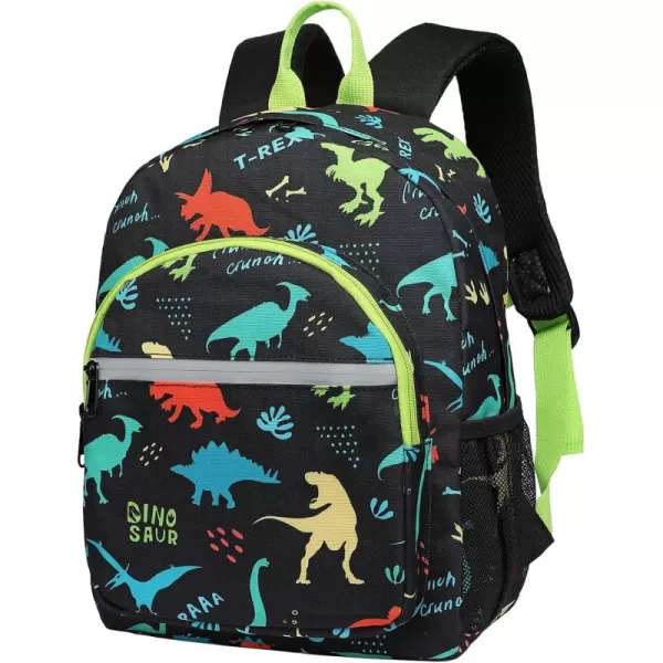 Fcolor Kids Backpack for School  Lightweight Toddler Backpack  Water Resistant Preschool Backpack for Boys and Girls with Chest Strap Reflective Stripes BPA Free Dinosaur Black
