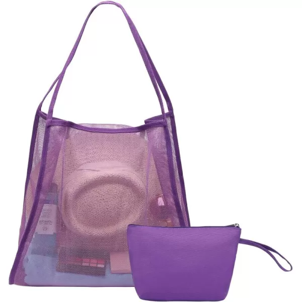 Fcolor Mesh Beach Bag for Women Lightweight for Beach Pool Gym Stuff