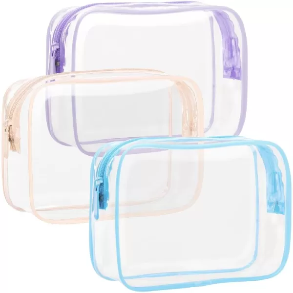 Fcolor TSA Approved Toiletry Bag 5 Pack Clear Toiletry Bags  Quart Size Travel Bag Clear Cosmetic Makeup Bags for Women Men Carry on Airport Airline Compliant Bag 5 ColorsActive Macaron Blue Purple Pink 3 Pack