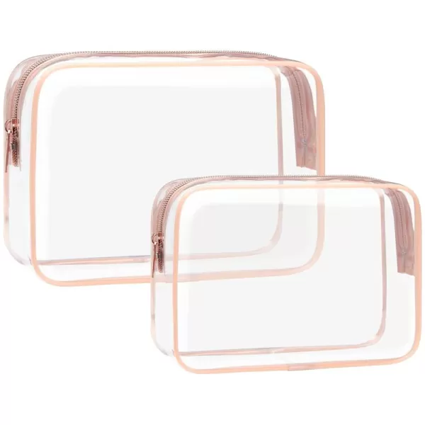 Fcolor TSA Approved Toiletry Bag 5 Pack Clear Toiletry Bags  Quart Size Travel Bag Clear Cosmetic Makeup Bags for Women Men Carry on Airport Airline Compliant Bag 5 ColorsActive Rose Pink 2 Pack