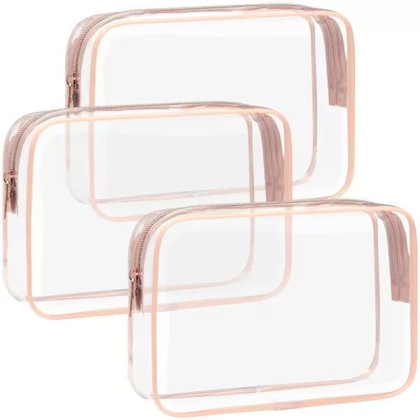 Fcolor TSA Approved Toiletry Bag 5 Pack Clear Toiletry Bags  Quart Size Travel Bag Clear Cosmetic Makeup Bags for Women Men Carry on Airport Airline Compliant Bag 5 ColorsActive Rose Pink 3 Pack