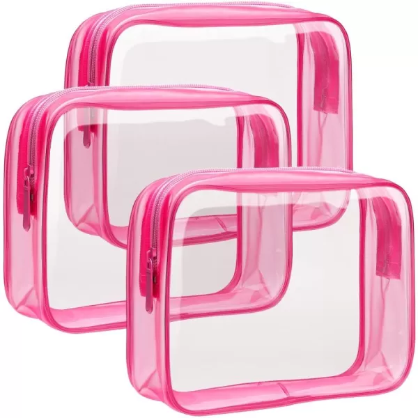 Fcolor TSA Approved Toiletry Bag 5 Pack Clear Toiletry Bags  Quart Size Travel Bag Clear Cosmetic Makeup Bags for Women Men Carry on Airport Airline Compliant Bag 5 ColorsClean Rose Red Matte  3 Pack