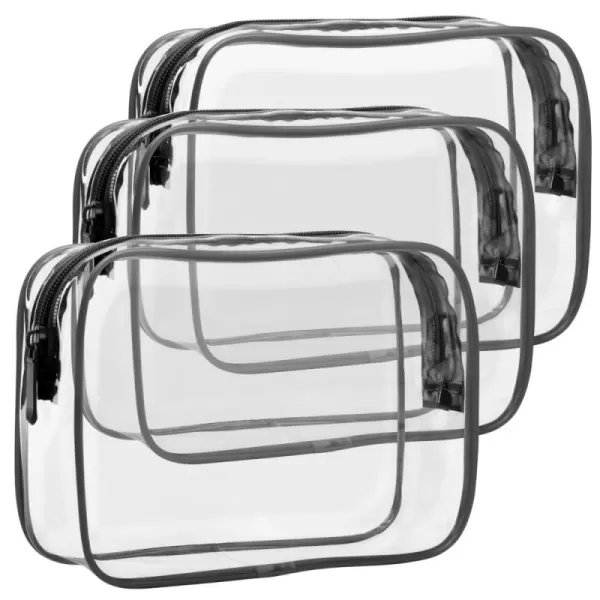 Fcolor TSA Approved Toiletry Bag 5 Pack Clear Toiletry Bags  Quart Size Travel Bag Clear Cosmetic Makeup Bags for Women Men Carry on Airport Airline Compliant Bag 5 ColorsBlack 3 Pack