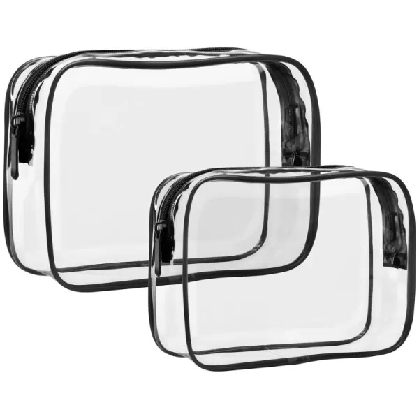 Fcolor TSA Approved Toiletry Bag 5 Pack Clear Toiletry Bags  Quart Size Travel Bag Clear Cosmetic Makeup Bags for Women Men Carry on Airport Airline Compliant Bag 5 ColorsBlack 2 Pack