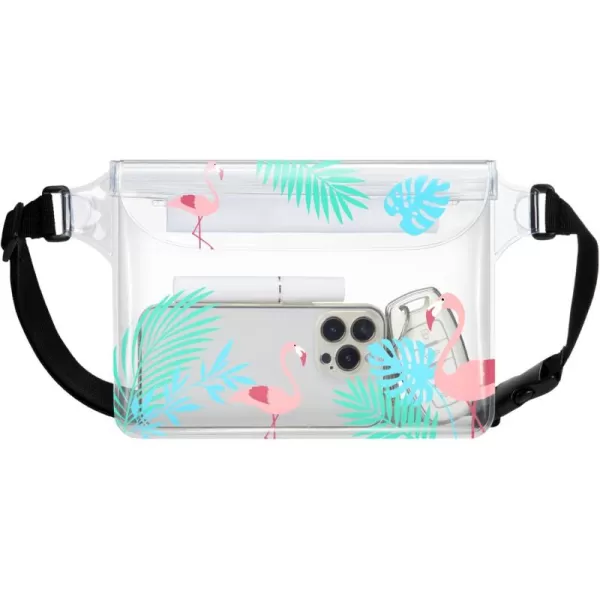 Fcolor Waterproof Fanny Pack  Waterproof Phone Pouch with Waist Strap  Cruise Essentials Must Haves Waterproof Pouch Dry Bag Keep Phone Valuables Safe for Beach Kayaking Boating Fishing1 Pack Flamingo