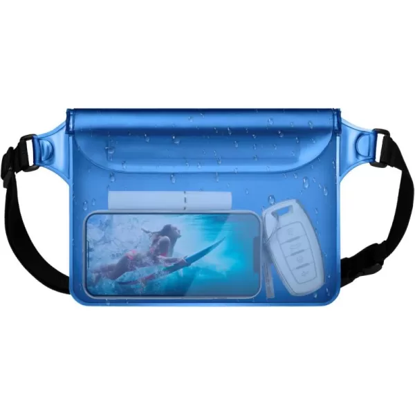 Fcolor Waterproof Fanny Pack  Waterproof Phone Pouch with Waist Strap  Cruise Essentials Must Haves Waterproof Pouch Dry Bag Keep Phone Valuables Safe for Beach Kayaking Boating Fishing1 Pack Blue