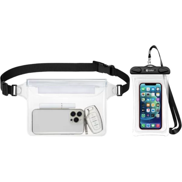 Fcolor Waterproof Fanny Pack  Waterproof Phone Pouch with Waist Strap  Cruise Essentials Must Haves Waterproof Pouch Dry Bag Keep Phone Valuables Safe for Beach Kayaking Boating Fishing1Phone CaseBlack1Fanny PackClear