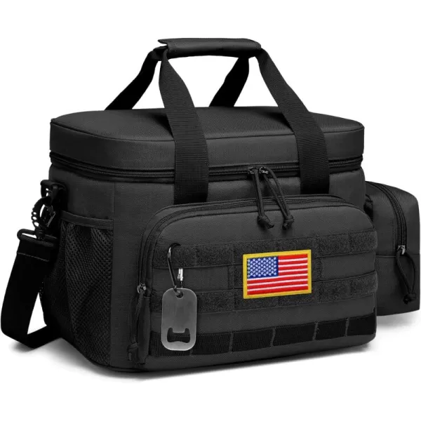 TACTICISM Tactical Lunch Box for Men 12L MOLLE Lunch Bag Adult Up to 8 Hours Insulated lunchbox Large Durable Leakproof Cooler with Detachable Water Bottle Pouch for Work Camping Fishing Black02BBlack  with Molle Pouch