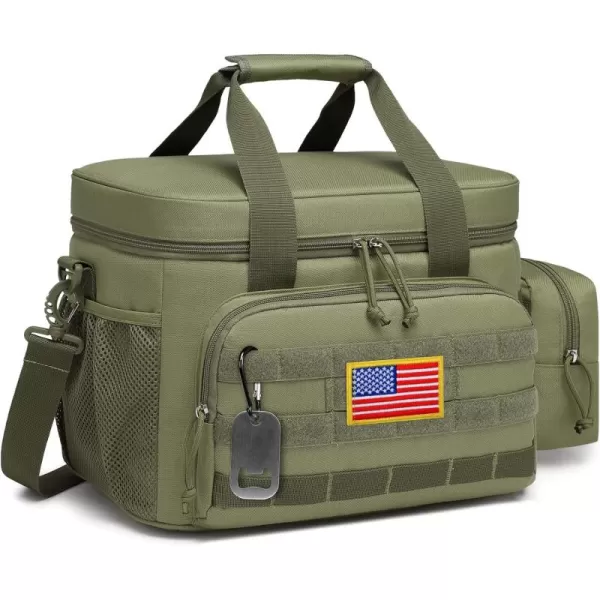 TACTICISM Tactical Lunch Box for Men 12L MOLLE Lunch Bag Adult Up to 8 Hours Insulated lunchbox Large Durable Leakproof Cooler with Detachable Water Bottle Pouch for Work Camping Fishing Black02CGreen  with Molle Pouch