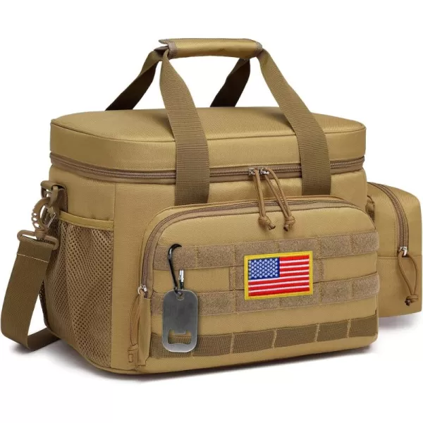 TACTICISM Tactical Lunch Box for Men 12L MOLLE Lunch Bag Adult Up to 8 Hours Insulated lunchbox Large Durable Leakproof Cooler with Detachable Water Bottle Pouch for Work Camping Fishing Black02ABrown  with Molle Pouch