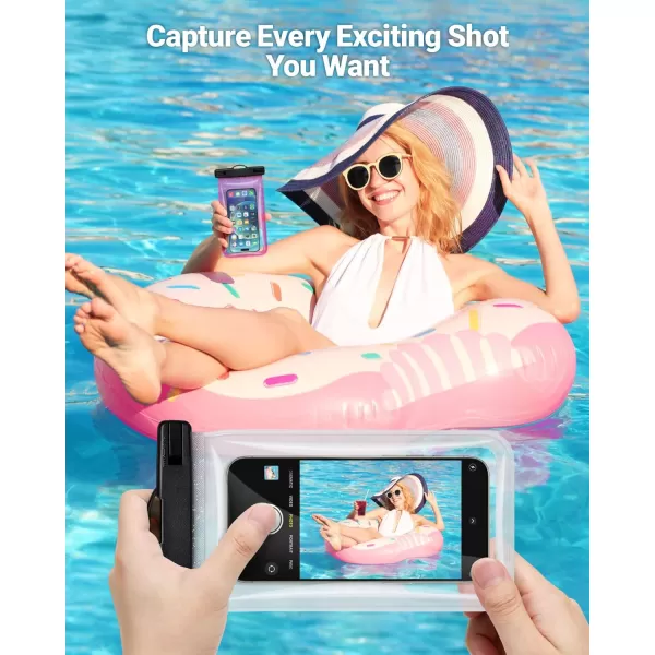 Fcolor Waterproof Phone Pouch  4 Pack Phone Waterproof Pouch for iPhone 15 14 Pro Max Galaxy S24 Up to 72quot IPX8 Waterproof Phone Case with Lanyard for Beach Surfing Snorkeling Swimming3 Pack  BluePinkSilver