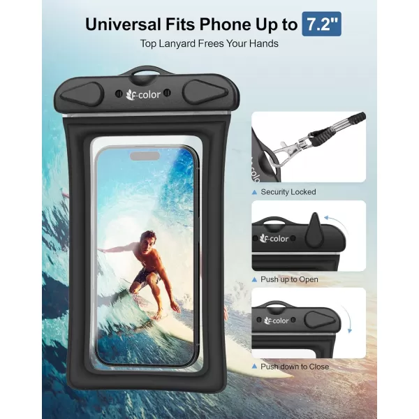 Fcolor Waterproof Phone Pouch  4 Pack Phone Waterproof Pouch for iPhone 15 14 Pro Max Galaxy S24 Up to 72quot IPX8 Waterproof Phone Case with Lanyard for Beach Surfing Snorkeling Swimming2 Pack  BlackGreen with Air Cushion