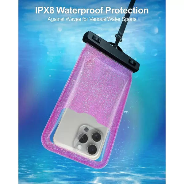 Fcolor Waterproof Phone Pouch  4 Pack Phone Waterproof Pouch for iPhone 15 14 Pro Max Galaxy S24 Up to 72quot IPX8 Waterproof Phone Case with Lanyard for Beach Surfing Snorkeling Swimming3 Pack  BluePinkSilver