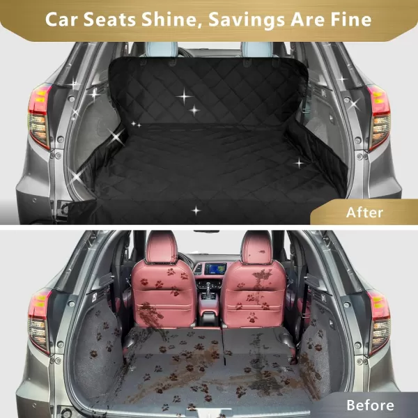 Fcolor SUV Cargo Liner for Dogs Water Resistant Pet Cover Dog Seat Mat SUVs Sedans Vans with Bumper Flap Protector NonSlip Large Size Universal Fit BlackABlack