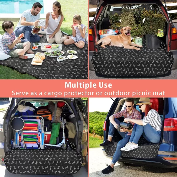 Fcolor SUV Cargo Liner for Dogs Water Resistant Pet Cover Dog Seat Mat SUVs Sedans Vans with Bumper Flap Protector NonSlip Large Size Universal Fit BlackBone