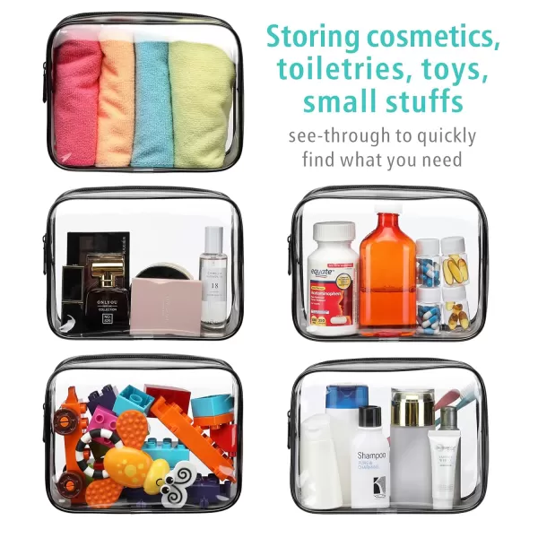 Fcolor TSA Approved Toiletry Bag 5 Pack Clear Toiletry Bags  Quart Size Travel Bag Clear Cosmetic Makeup Bags for Women Men Carry on Airport Airline Compliant Bag 5 ColorsBlack Matte 3 Pack