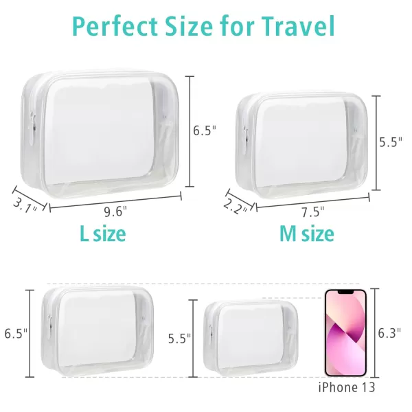 Fcolor TSA Approved Toiletry Bag 5 Pack Clear Toiletry Bags  Quart Size Travel Bag Clear Cosmetic Makeup Bags for Women Men Carry on Airport Airline Compliant Bag 5 ColorsActive White 2 Pack  Matte