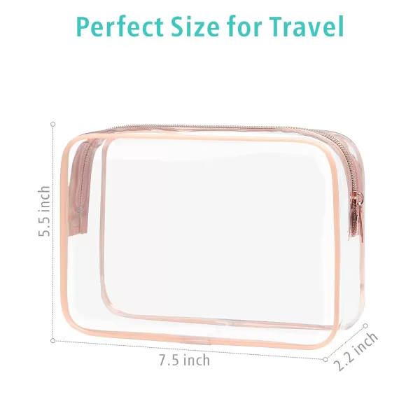 Fcolor TSA Approved Toiletry Bag 5 Pack Clear Toiletry Bags  Quart Size Travel Bag Clear Cosmetic Makeup Bags for Women Men Carry on Airport Airline Compliant Bag 5 ColorsActive Rose Pink 3 Pack