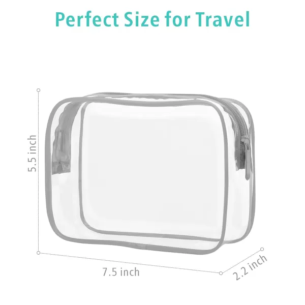 Fcolor TSA Approved Toiletry Bag 5 Pack Clear Toiletry Bags  Quart Size Travel Bag Clear Cosmetic Makeup Bags for Women Men Carry on Airport Airline Compliant Bag 5 ColorsLight Grey 3 Pack