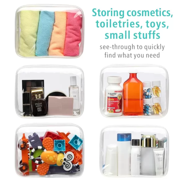Fcolor TSA Approved Toiletry Bag 5 Pack Clear Toiletry Bags  Quart Size Travel Bag Clear Cosmetic Makeup Bags for Women Men Carry on Airport Airline Compliant Bag 5 ColorsActive White Matte 3 Pack