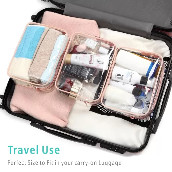Fcolor TSA Approved Toiletry Bag 5 Pack Clear Toiletry Bags  Quart Size Travel Bag Clear Cosmetic Makeup Bags for Women Men Carry on Airport Airline Compliant Bag 5 ColorsActive Rose Pink 3 Pack