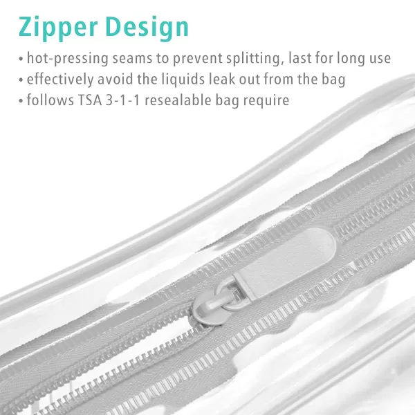 Fcolor TSA Approved Toiletry Bag 5 Pack Clear Toiletry Bags  Quart Size Travel Bag Clear Cosmetic Makeup Bags for Women Men Carry on Airport Airline Compliant Bag 5 ColorsLight Grey 3 Pack