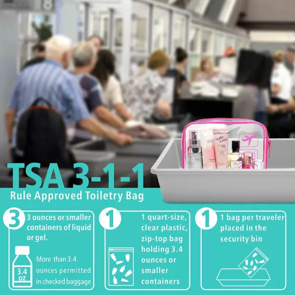 Fcolor TSA Approved Toiletry Bag 5 Pack Clear Toiletry Bags  Quart Size Travel Bag Clear Cosmetic Makeup Bags for Women Men Carry on Airport Airline Compliant Bag 5 Colors15 Pack Black White Blue Orange Rose Red