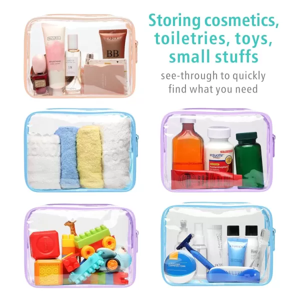 Fcolor TSA Approved Toiletry Bag 5 Pack Clear Toiletry Bags  Quart Size Travel Bag Clear Cosmetic Makeup Bags for Women Men Carry on Airport Airline Compliant Bag 5 ColorsActive Macaron Blue Purple Pink 3 Pack