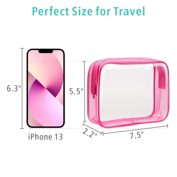 Fcolor TSA Approved Toiletry Bag 5 Pack Clear Toiletry Bags  Quart Size Travel Bag Clear Cosmetic Makeup Bags for Women Men Carry on Airport Airline Compliant Bag 5 ColorsClean Rose Red Matte  3 Pack