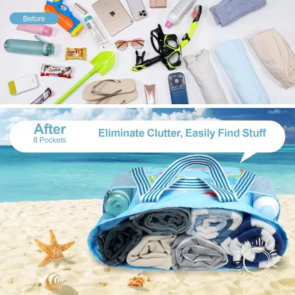 Fcolor Waterproof Beach Bags for Women  Machine Washable Travel Tote Bag with Zipper Packable for Beach Cruise SwimSunshine