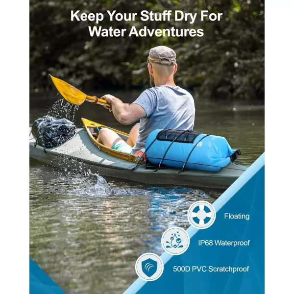 Fcolor Waterproof Dry Bag Backpack  5L10L20L30L40L Lightweight Roll Top Waterproof Pouch Dry Bag with Waterproof Phone Case for Kayaking Beach Boating Paddleboarding Camping Fishing20L Blue