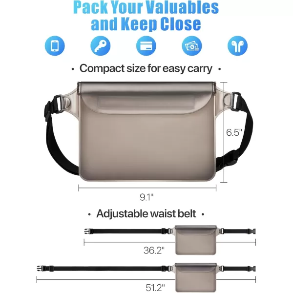 Fcolor Waterproof Fanny Pack  Waterproof Phone Pouch with Waist Strap  Cruise Essentials Must Haves Waterproof Pouch Dry Bag Keep Phone Valuables Safe for Beach Kayaking Boating Fishing1 Pack Brown