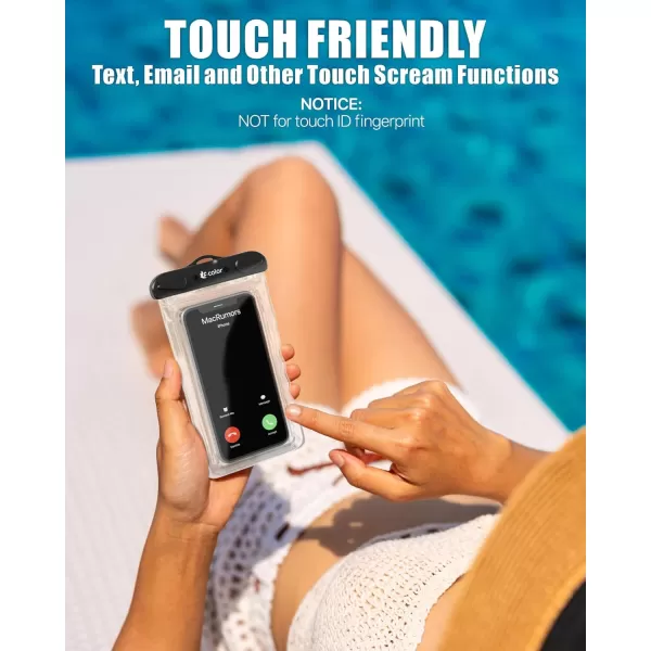 Fcolor Waterproof Phone Pouch  4 Pack Phone Waterproof Pouch for iPhone 15 14 Pro Max Galaxy S24 Up to 72quot IPX8 Waterproof Phone Case with Lanyard for Beach Surfing Snorkeling Swimming2 Pack  BlackWhite