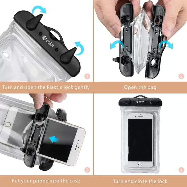 Fcolor Waterproof Phone Pouch  4 Pack Phone Waterproof Pouch for iPhone 15 14 Pro Max Galaxy S24 Up to 72quot IPX8 Waterproof Phone Case with Lanyard for Beach Surfing Snorkeling Swimming2 Pack  BlackWhite