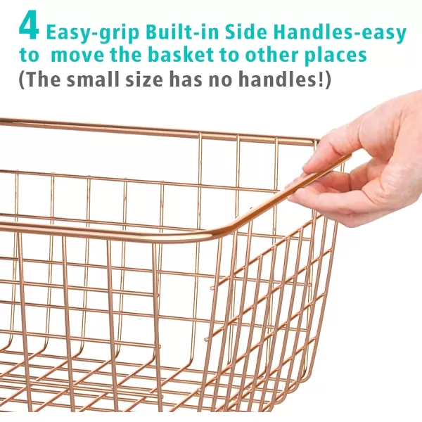Wire Storage Basket Fcolor 6 Pack Multi Size Metal Baskets for Storage Organizer for Pantry Shelf Freezer Kitchen Cabinet Bathroom Rose GoldRose Gold