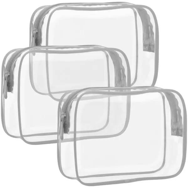 Fcolor TSA Approved Toiletry Bag 5 Pack Clear Toiletry Bags  Quart Size Travel Bag Clear Cosmetic Makeup Bags for Women Men Carry on Airport Airline Compliant Bag 5 ColorsLight Grey 3 Pack