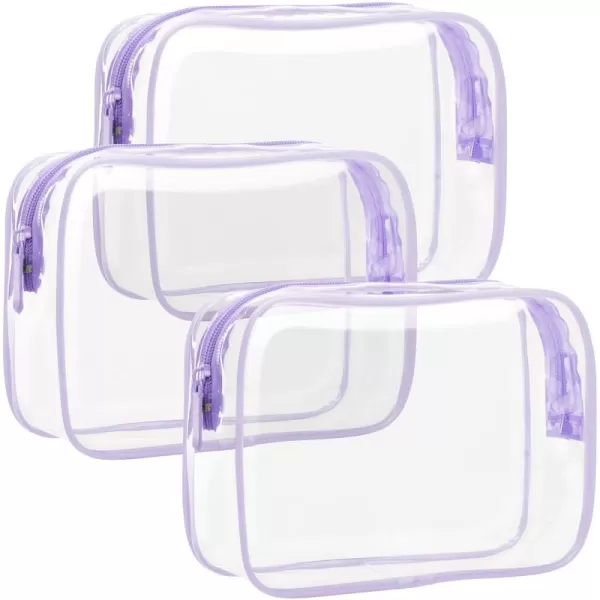 Fcolor TSA Approved Toiletry Bag 5 Pack Clear Toiletry Bags  Quart Size Travel Bag Clear Cosmetic Makeup Bags for Women Men Carry on Airport Airline Compliant Bag 5 ColorsMacaron Purple 3 Pack