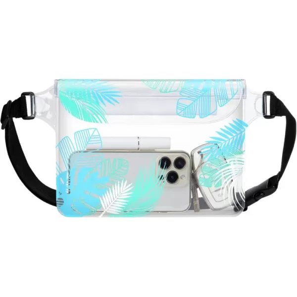 Fcolor Waterproof Fanny Pack  Waterproof Phone Pouch with Waist Strap  Cruise Essentials Must Haves Waterproof Pouch Dry Bag Keep Phone Valuables Safe for Beach Kayaking Boating Fishing1 Pack Leaf