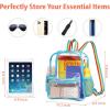 imageFcolor Clear Backpack Stadium Approved Clear Mini Backpack with Adjustable Straps for Concert Sport Event Waterproof See Through Backpack for Women Kids Blue
