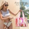 imageFcolor Iridesent Beach Bag for Women  Waterproof Beach Tote Clear Pool Bag with Phone Pouch for Cruise Vacation Essentials16l  Iridescent Pink