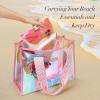 imageFcolor Iridesent Beach Bag for Women  Waterproof Beach Tote Clear Pool Bag with Phone Pouch for Cruise Vacation Essentials16l  Iridescent Pink