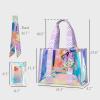 imageFcolor Iridesent Beach Bag for Women  Waterproof Beach Tote Clear Pool Bag with Phone Pouch for Cruise Vacation Essentials16l  Iridescent Purple