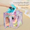 imageFcolor Iridesent Beach Bag for Women  Waterproof Beach Tote Clear Pool Bag with Phone Pouch for Cruise Vacation Essentials16l  Iridescent Purple