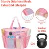 imageFcolor Mesh Shower Caddy Portable with Dividers  Upgrade Deeper 7 Pockets Dorm Room Essentials with S Hook Shower Bag Basket Tote for Guys Girls College Camping Toiletry Bathroom BlackPink