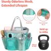 imageFcolor Mesh Shower Caddy Portable with Dividers  Upgrade Deeper 7 Pockets Dorm Room Essentials with S Hook Shower Bag Basket Tote for Guys Girls College Camping Toiletry Bathroom Black1 Pack L Mint Green