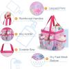 imageFcolor Mesh Shower Caddy Portable with Dividers  Upgrade Deeper 7 Pockets Dorm Room Essentials with S Hook Shower Bag Basket Tote for Guys Girls College Camping Toiletry Bathroom BlackL  Pink Flamingo