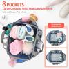 imageFcolor Mesh Shower Caddy Portable with Dividers  Upgrade Deeper 7 Pockets Dorm Room Essentials with S Hook Shower Bag Basket Tote for Guys Girls College Camping Toiletry Bathroom Blue