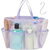 imageFcolor Mesh Shower Caddy Portable with Dividers  Upgrade Deeper 7 Pockets Dorm Room Essentials with S Hook Shower Bag Basket Tote for Guys Girls College Camping Toiletry Bathroom BlackPurple