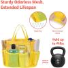 imageFcolor Mesh Shower Caddy Portable with Dividers  Upgrade Deeper 7 Pockets Dorm Room Essentials with S Hook Shower Bag Basket Tote for Guys Girls College Camping Toiletry Bathroom BlackYellow